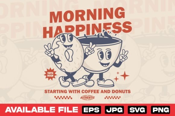 Retro Coffee and Donut Design: A Must for T-Shirt Graphics