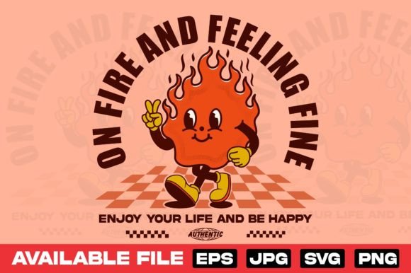 Vintage Fire Mascot Character Design for T-Shirts and Graphics
